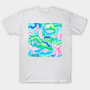 Preppy coral reef, sea foam, waves, corals T-Shirt